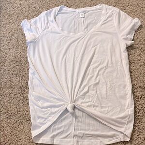 Athleta White Short Sleeve Tie Front Tee